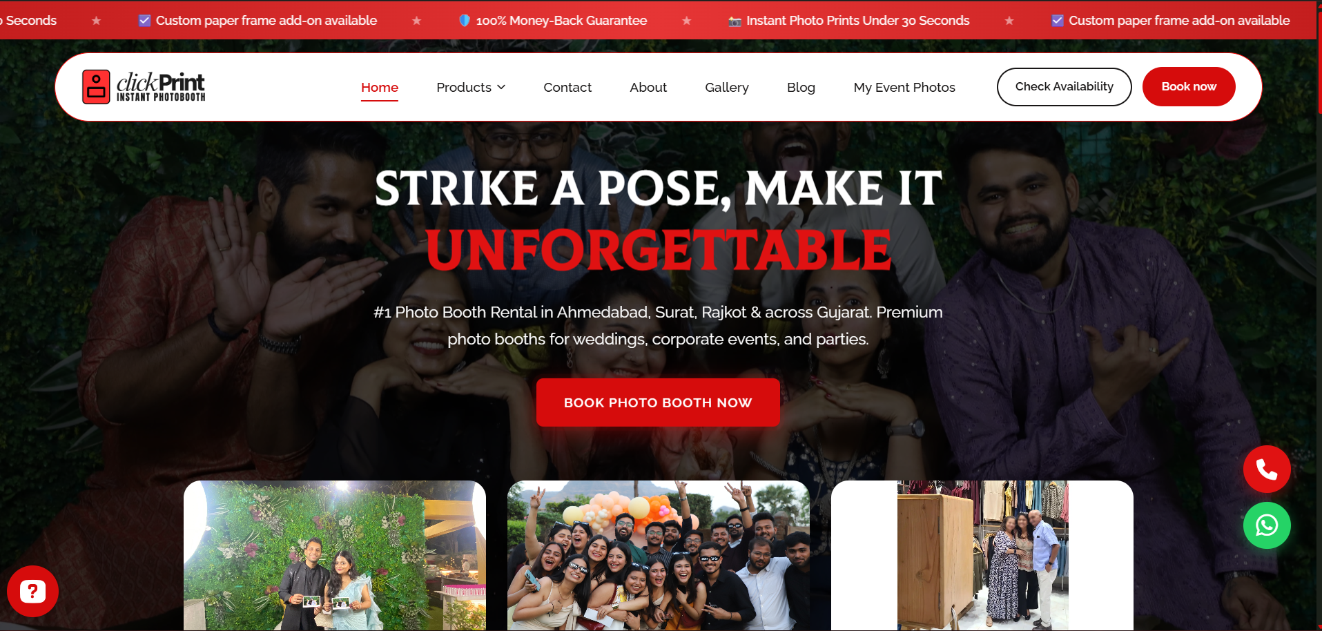 ClickPrint Photobooth - business website with booking system